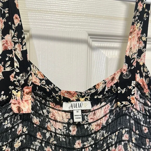 Black and Pink Sleeveless Spaghetti Strap Midi Sundress - Picture 7 of 10